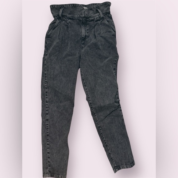 Sézane Austin High‑Waisted Paperboy Jeans Black Ankle Tapered Denim Sz0- No Belt - Picture 5 of 9